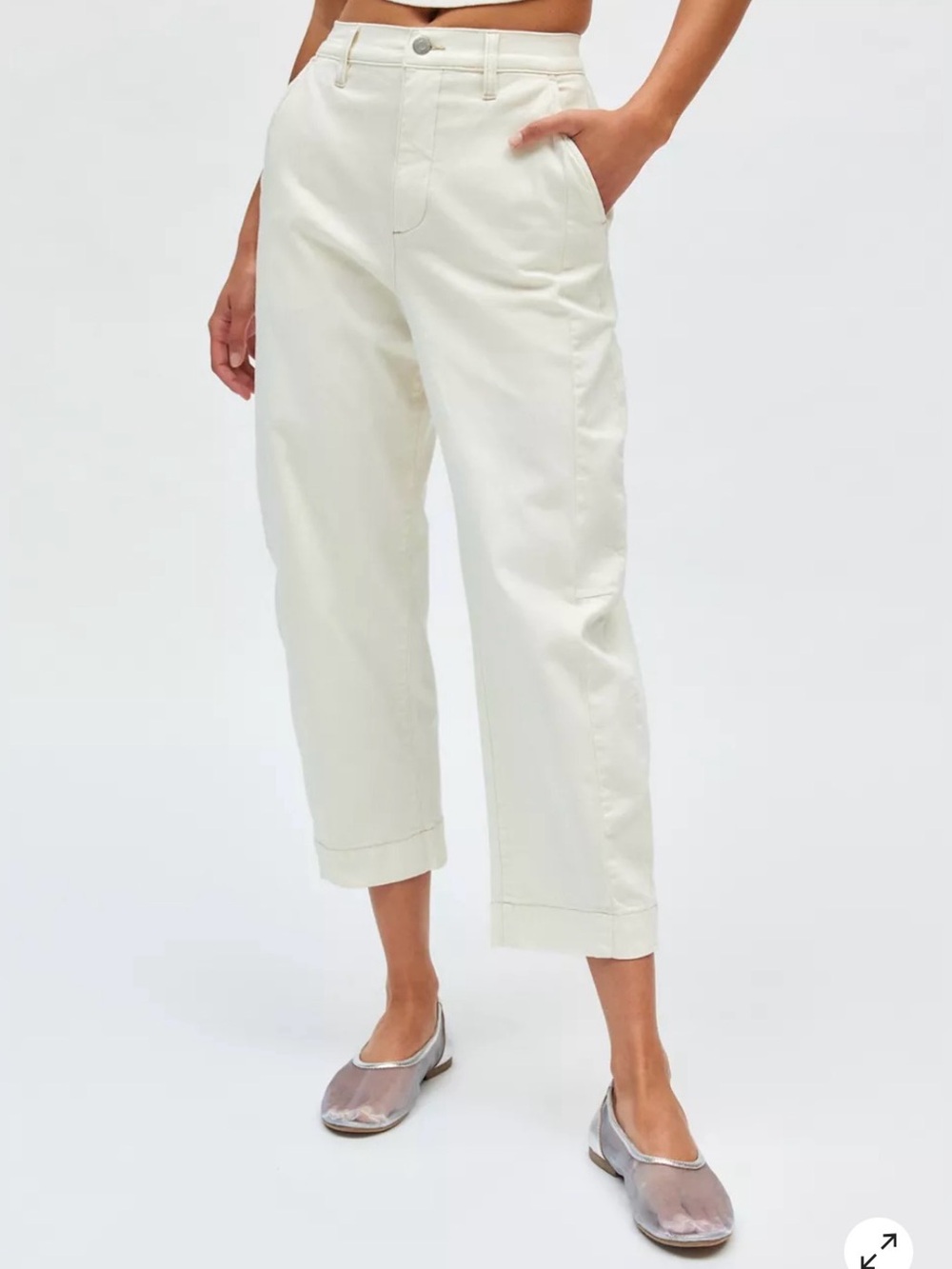 Anthropologie pistola Cream High-Rise barrel Trousers size 26 nwt